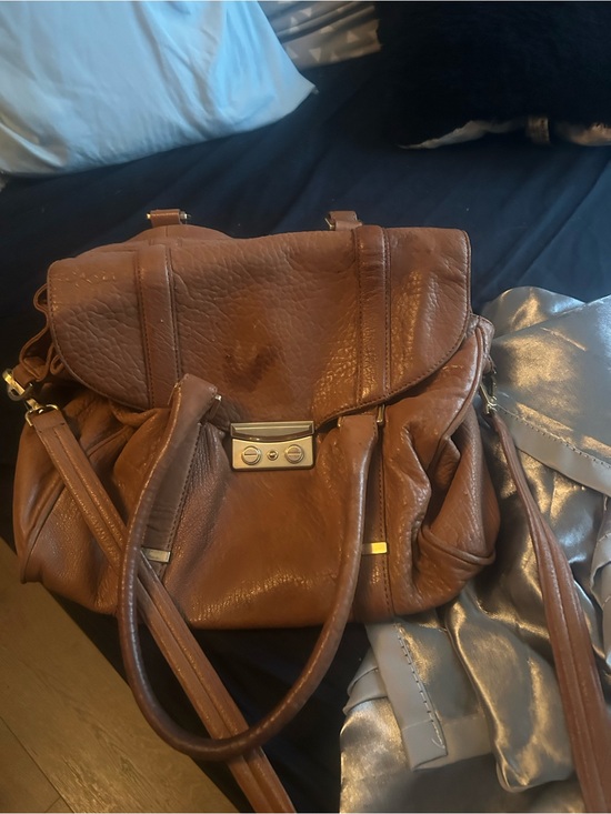Rachel Zoe Handbags - Rachel Zoe Brown Pebbled Leather Shoulder Satchel